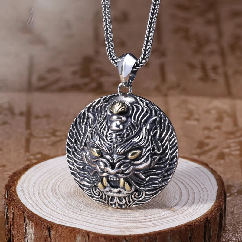 Ожерелье-подвеска из настоящего серебра 100% пробы с изображением пиксу подвеска