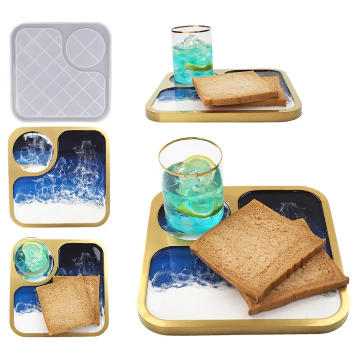 

DIY Resin Afternoon Tea Mug Cup Breakfast Tray Silicone Mold Dinner Plate Epoxy Crystal Mould