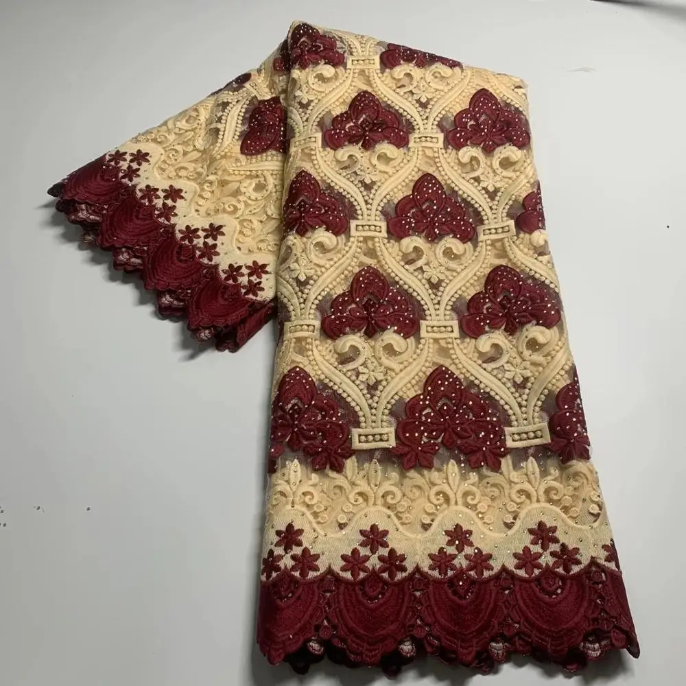 

New Design Nigerian Lace Fabric African Lace Fabrics High Quality Gold Line Embroidered French Net Lace Fabric For Wedding