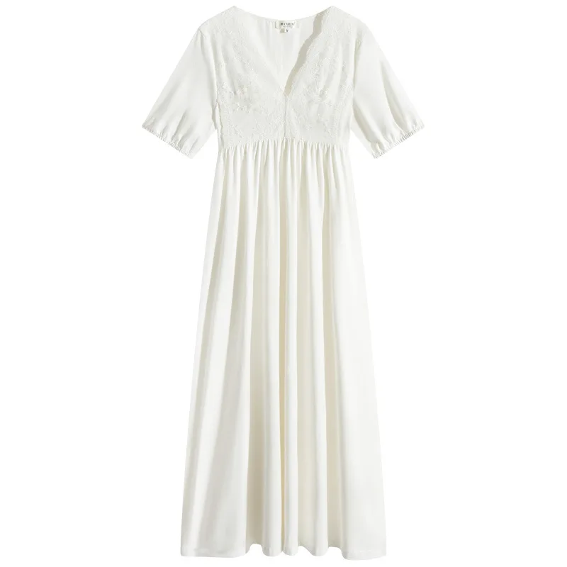 Sexy Lace Vintage Nightdress Sweet Negligee Nightwear V-neck Sleepwear  Ladies Summer Women Nightgowns Dress