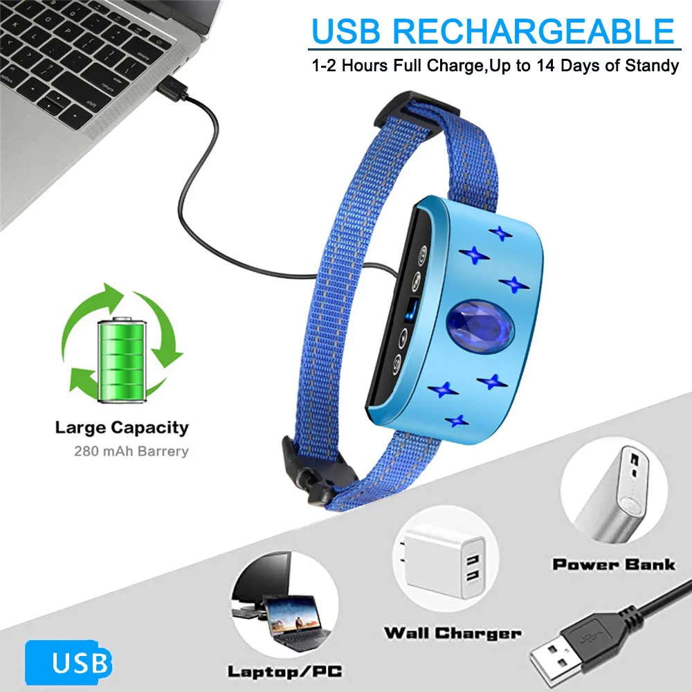 Ошейник для дрессировки собак с электрошоком перезаряжаемый водонепроницаемый