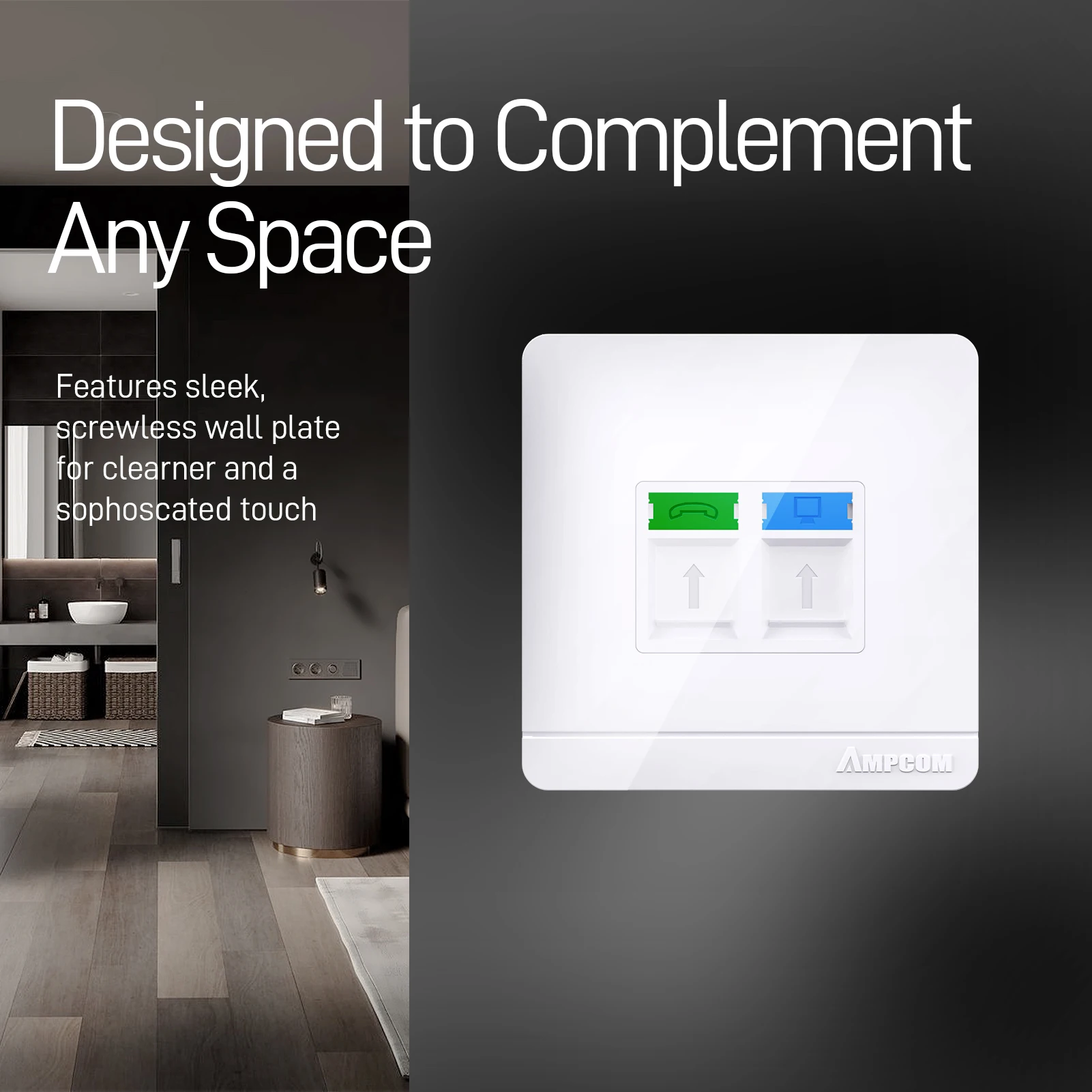 AMPCOM RJ11 RJ45 настенная розетка пластина лицевая 1 порт 2 порта 4 сетевая телефонная