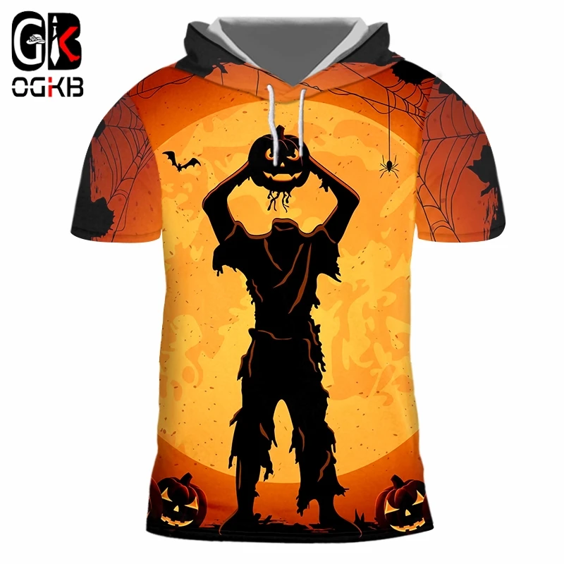 OGKB модная новинка Мужская футболка на Хэллоуин сломанная голова зомби хит продаж