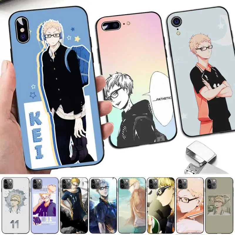 

Yinuoda Haikyuu Kei Tsukishima Phone Case for iPhone 11 12 13 mini pro XS MAX 8 7 6 6S Plus X 5S SE 2020 XR case