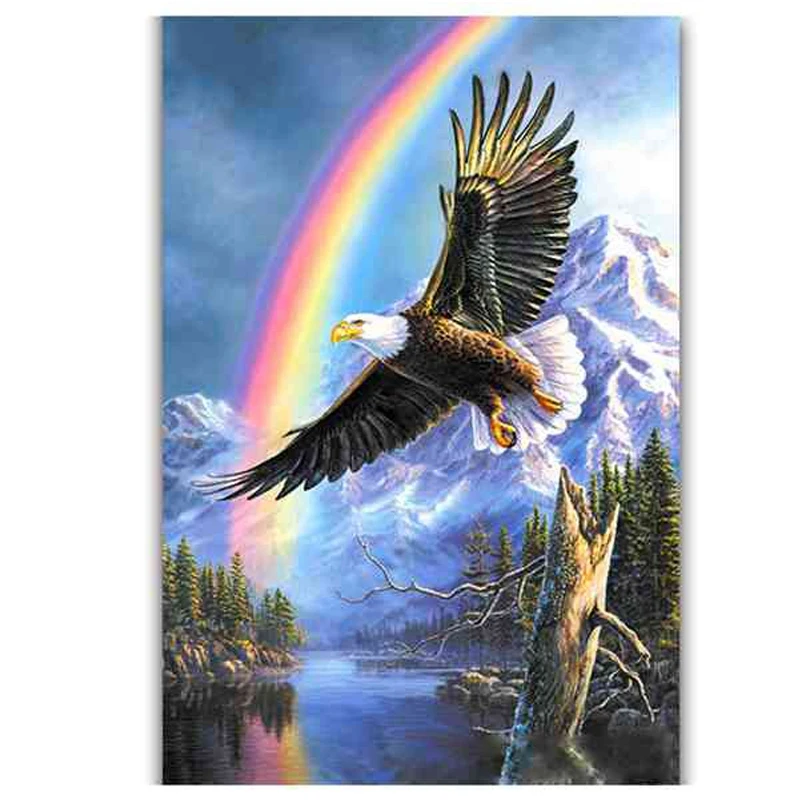 

Full Round Drill 5D Diy Diamond Painting "Eagle Rainbow" Embroidery Cross Stitch 5D Home Decor