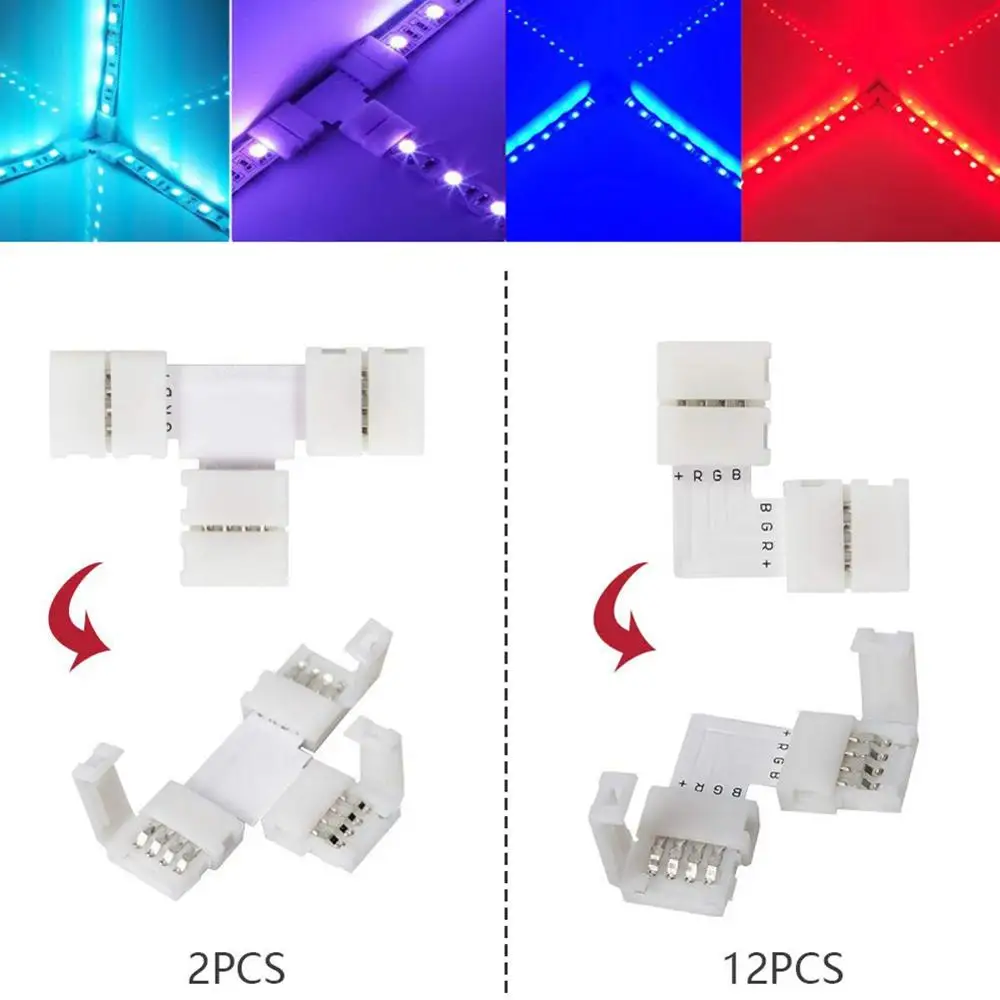 95pcs RGB 5050 4-pin LED IOT Accessories Strip Connector Kit with T-Shaped L-Shaped Connectors Jumpers Clips |