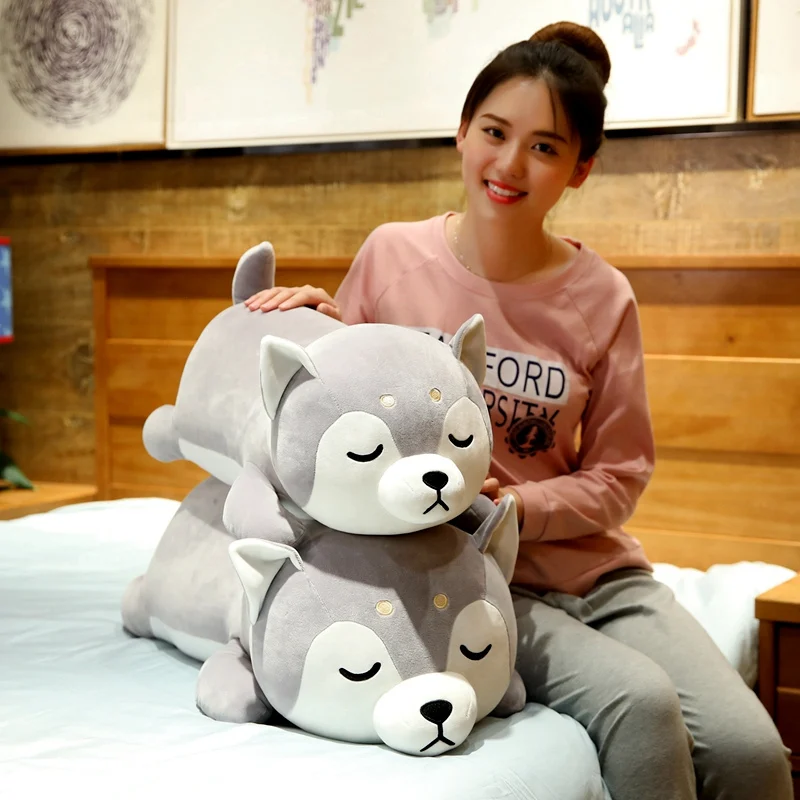 

1pc 35-75CM Cute Husky Dog Plush Toys kawaii Lying Husky Pillow Cushion Stuffed Soft Animal Dolls Children Baby Sleeping Gift