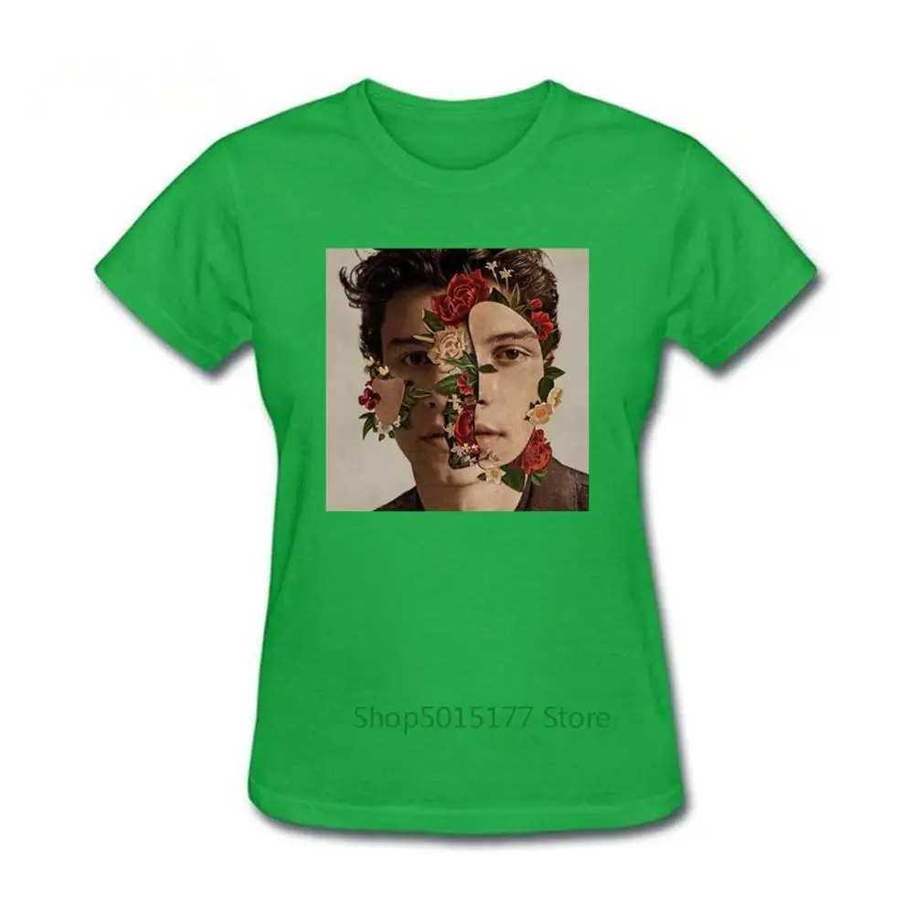 2019 Шон Мендес Забавные футболки Для женщин с крупным планом держащей букет на