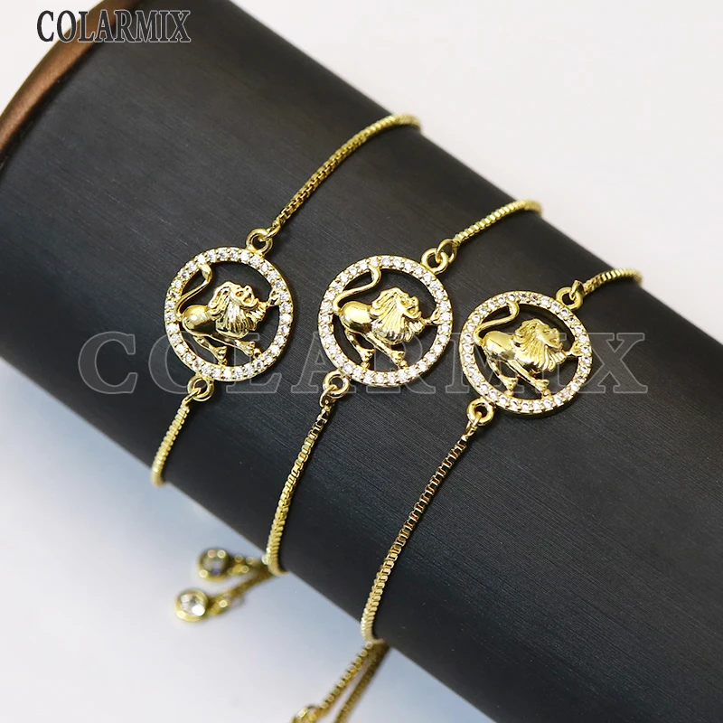 

8 Pcs Lions charms bracelet Gold color charms bracelet jewelry for lady Gold lion charms chain bracelet gift for lady