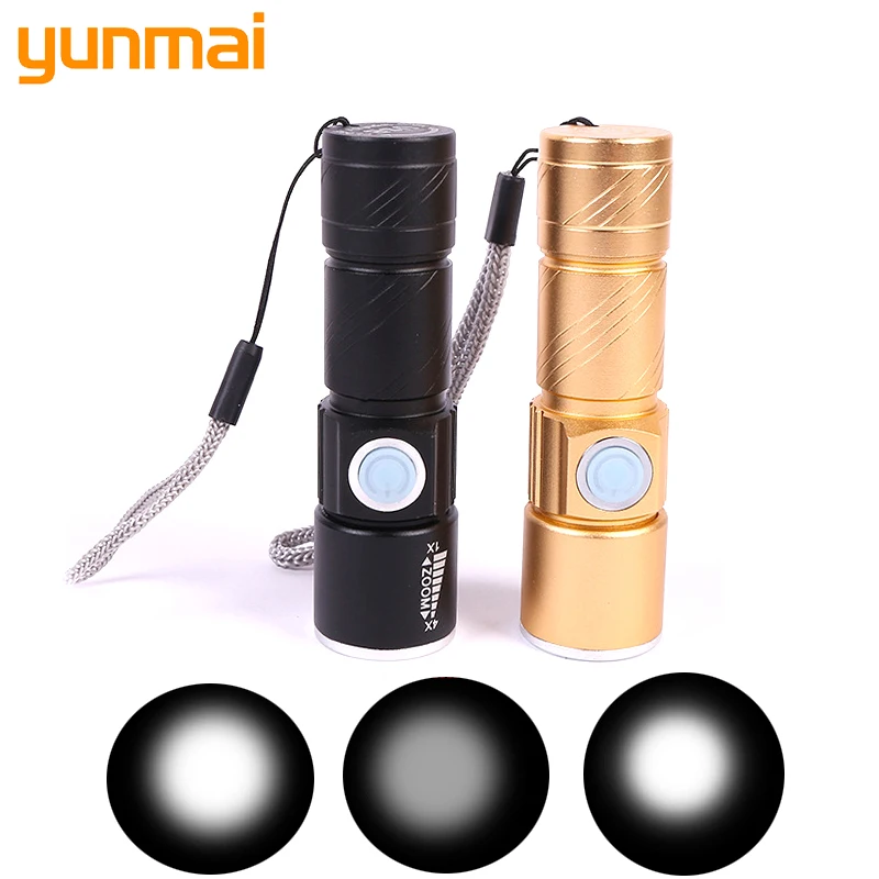 

XP-G Q5 Portable USB Portable Powerful LED Flashlight Rechargeable Flashlight Bicycle Pocket Zoom Light Built-in Battery 10W