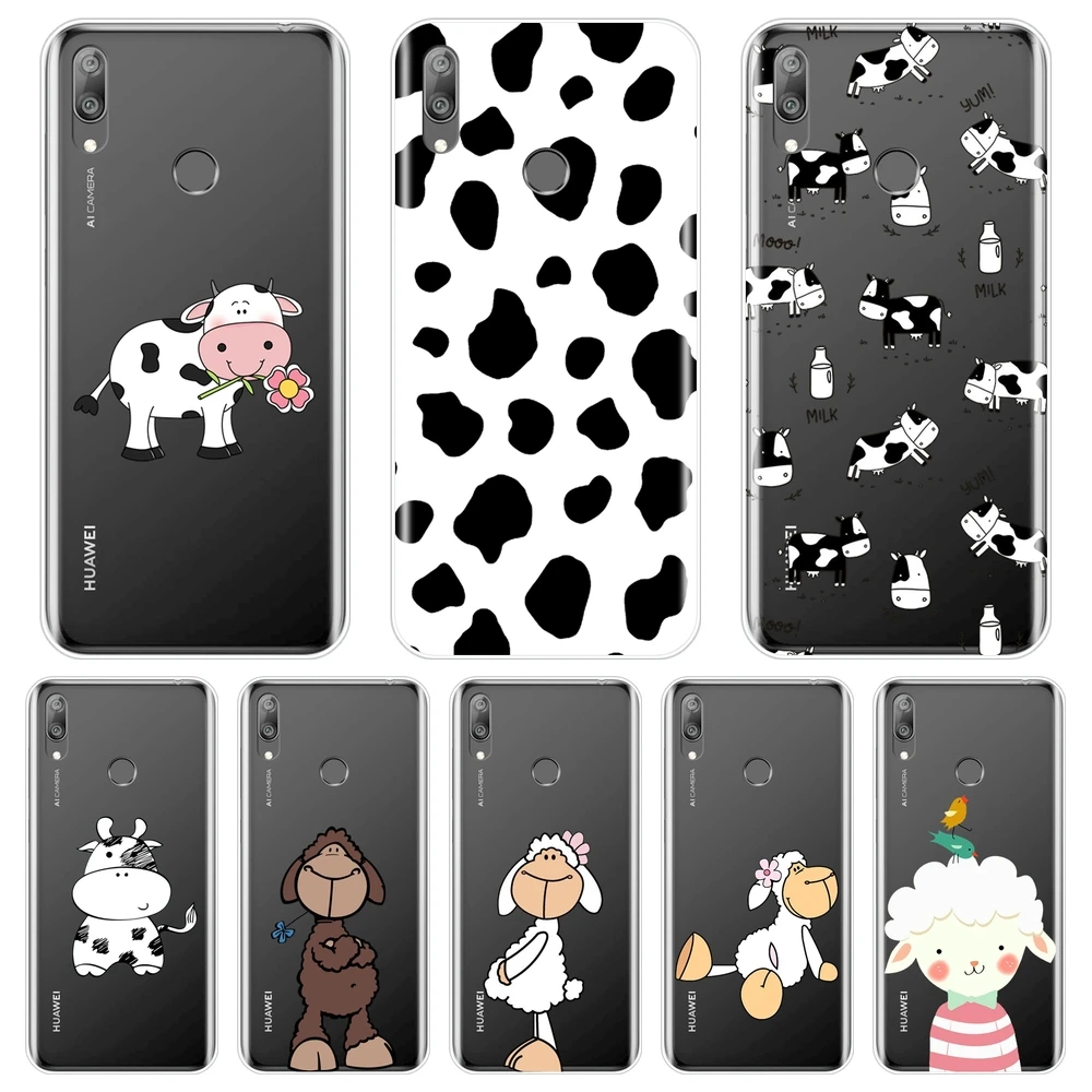 Чехол из ТПУ для Huawei Y6 Y7 Y9 Pro Prime 2019 корова овечка животное коза милый мультяшный