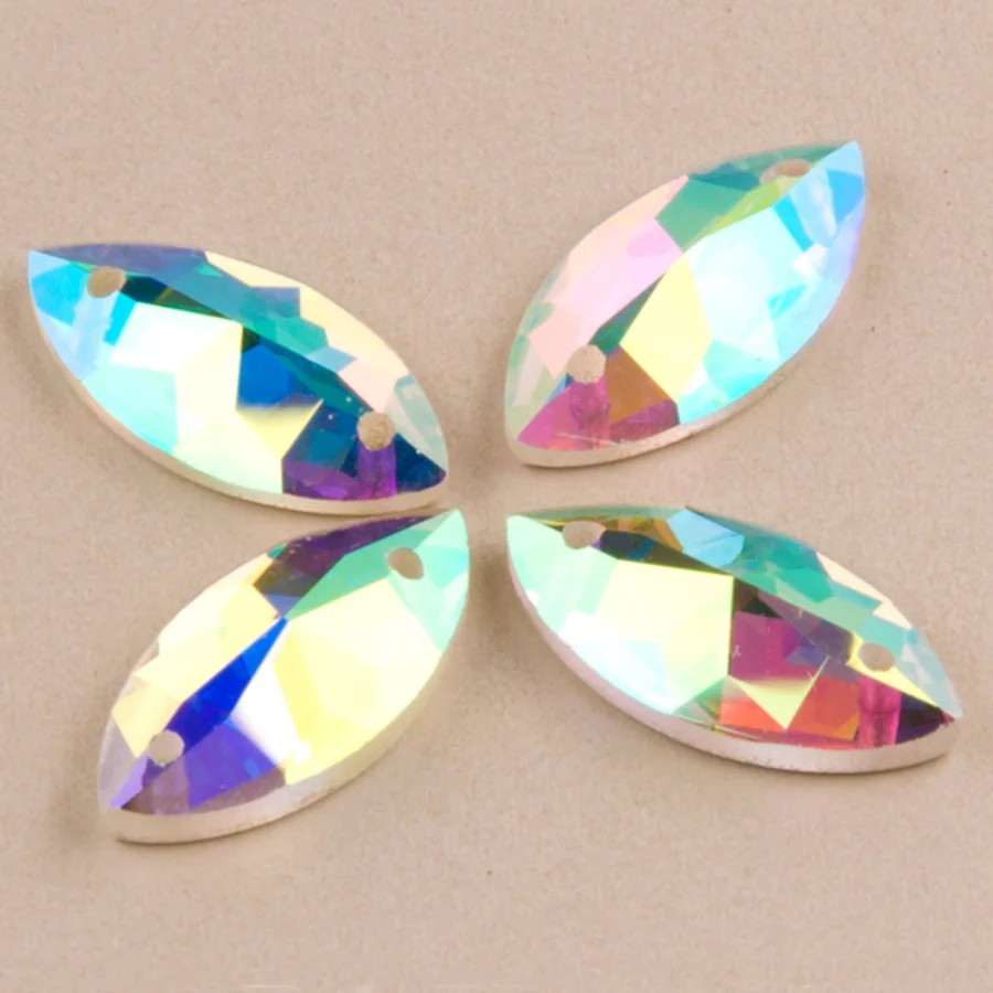 Янруо 2103TH Navette кристалл AB стекло зеркало пришито Стразы кристаллическое