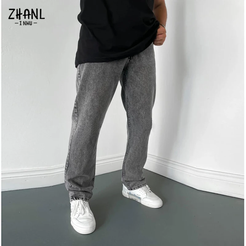 Brand Mens Jeans Male Trousers Street Style Simple Design High Quality Loose Straight Denim Pants Hip hop Men Jeans Trousers