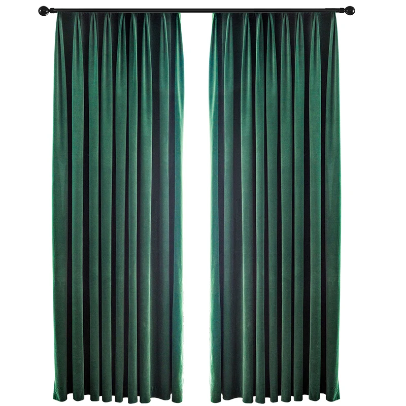 

Nordic Simple Velvet Curtains for Living Room Solid Color Light Luxury Shading Velvet Bedroom Door Curtains Green Window Drapes