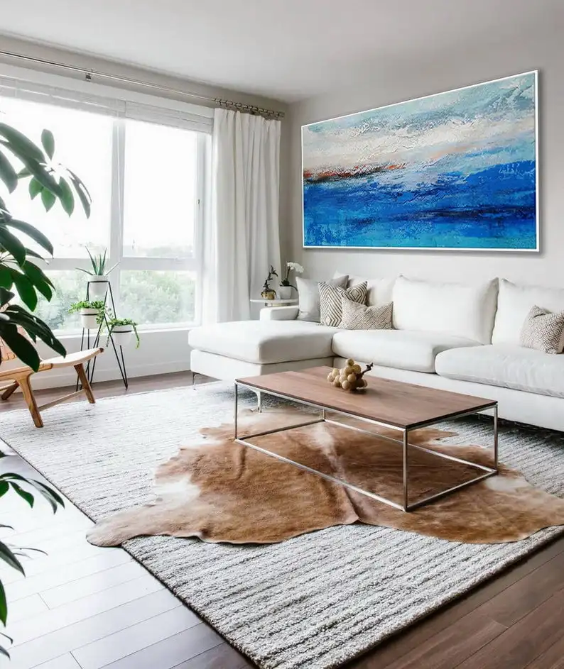 Goede Extra Grote Geweven Hedendaagse Wall Art Oversize Textuur Moderne Kunstwerk Horizontale Abstract Acryl Panoramisch Canvas Schilderij