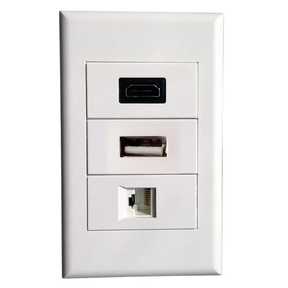 Настенная панель с портами HDMI + USB RJ45 Белая настенная сетевой кабель Cat6 Cat5e
