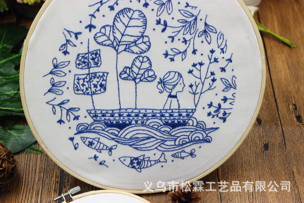 

Big Fish Begonia Handmade DIY Fabric Novice European Embroidery Material Kit Needle Set Simple Pen Embroidery