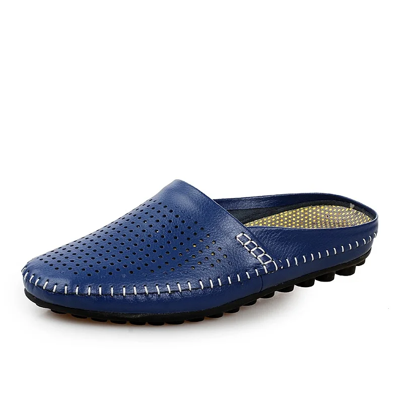 Шлепанцы мужские из натуральной кожи повседневные сандалии без застежки пляжные