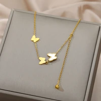 kpop butterfly necklace for women girls stainless steel choker necklaces engagement wedding colar chain aesthetic jewelry gift