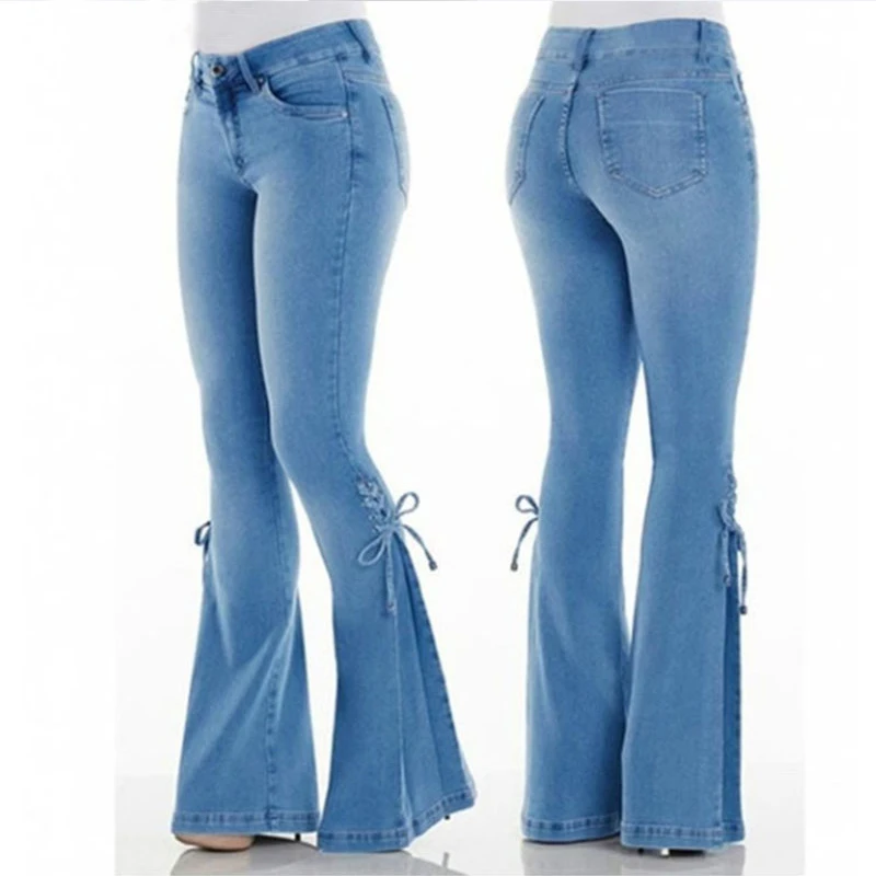 

2021 Summer New Hot High Waist Mom Jeans Mujer Flare Jeans for Women Denim Skinny Jeans Wide Leg Female Pants Plus Size Ladies