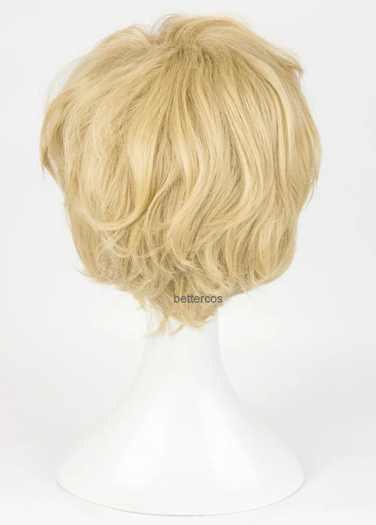 Парик для косплея Сейлор Уран Тено Харука Короткие льняные светлые термостойкие