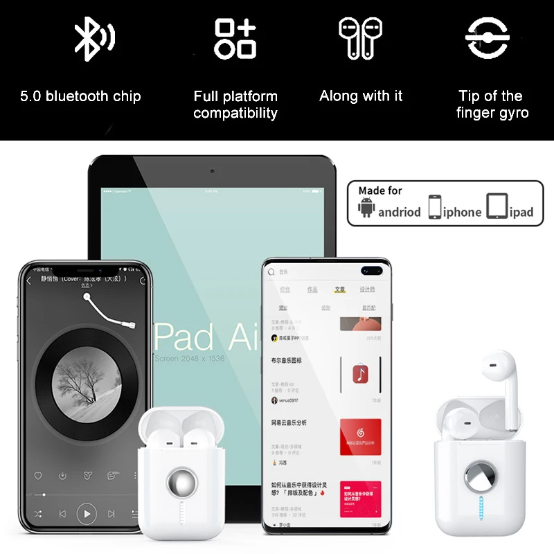 Беспроводные наушники Bluetooth 5 0 TWS Водонепроницаемые Наушники Модные Spinner