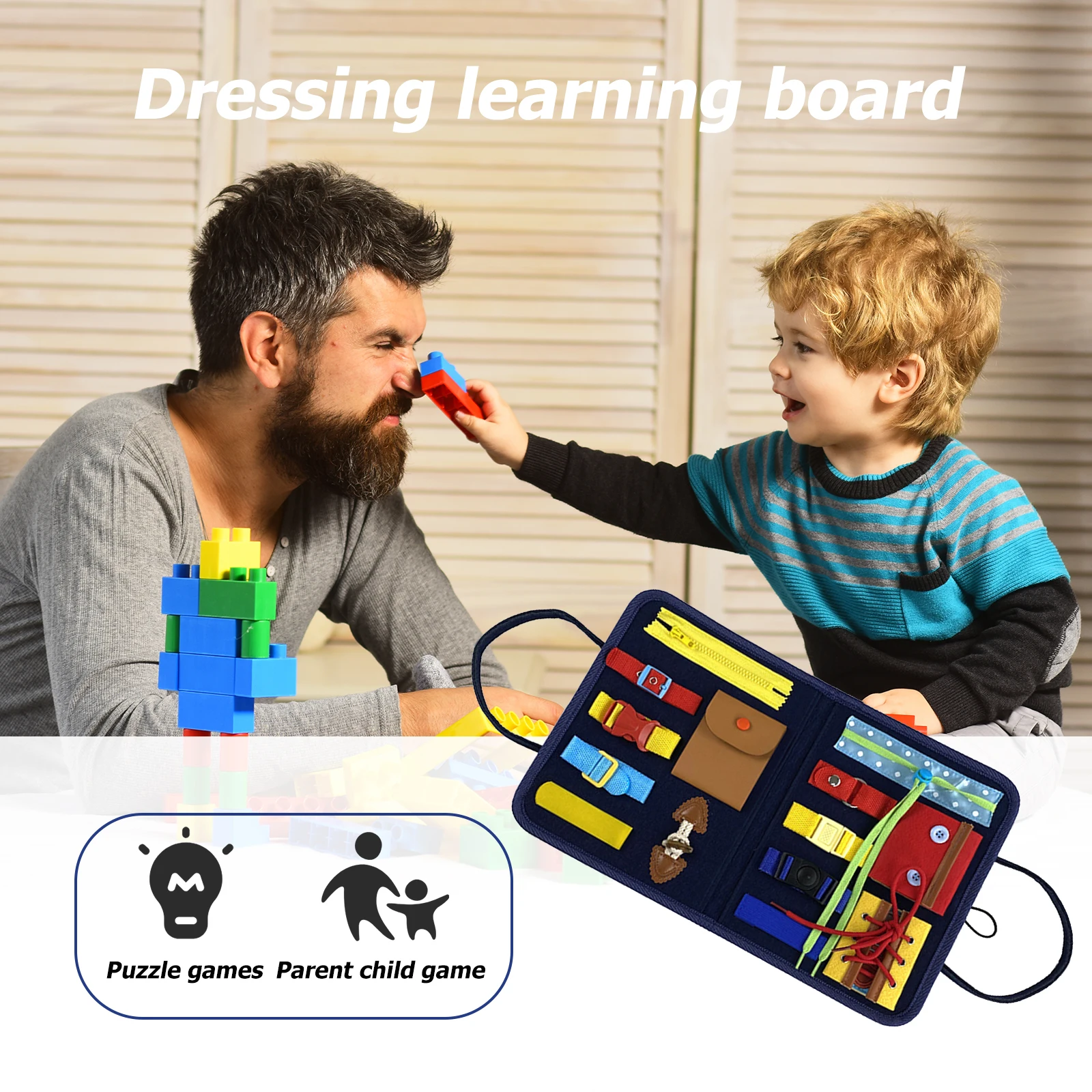

2-7Y Children Early Education Toys Fabric Toddler Busy Board Montessori Basic Skills Activity Board Sensory Autism Toys