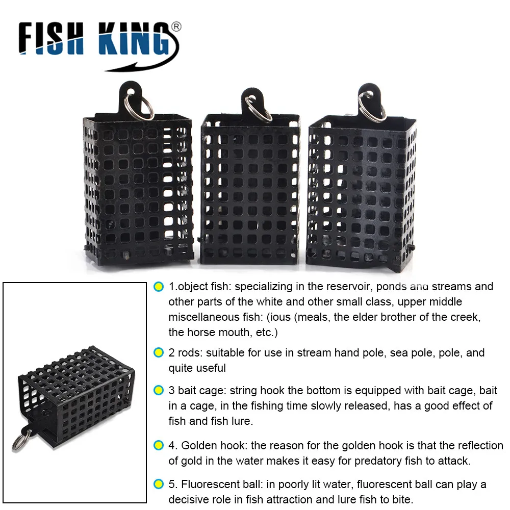 FISH KING 1 шт. 30 100 г кормушка квадратная металлическая клетка для приманки контейнер