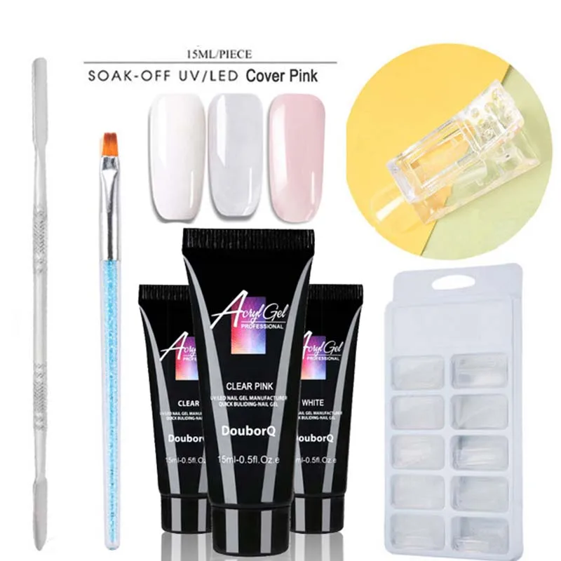 5 шт. полигель для наращивания ногтей наборы УФ светодиодный гель накладные ногти двойная ручка акриловый