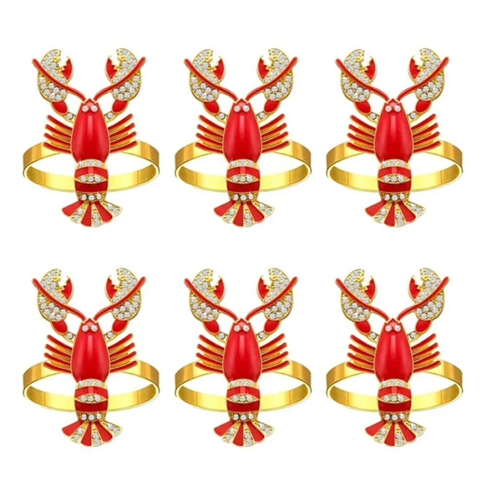 

6pcs Lobster Napkin Rings Table Napkins Crayfish Napkin Holder Napkin Buckle Table Setting Wedding Table Decoration Accessories