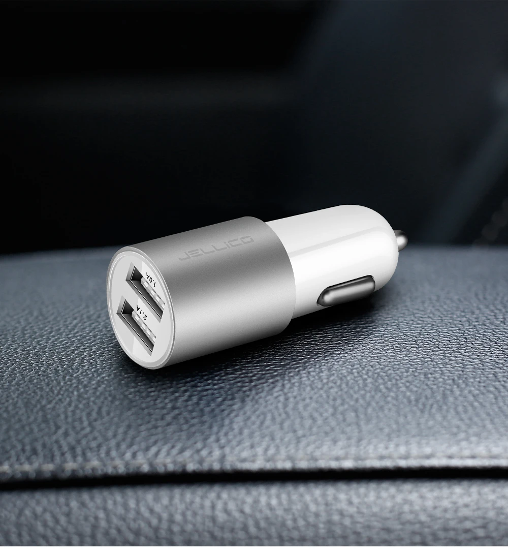 Jellico USB Автомобильное зарядное устройство 5 В 2.1A Металл двойной USB алюминиевый сплав автомобильное зарядное устройство Быстрая зарядка зарядное устройство для телефона для iPhone samsung Xiaomi