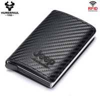 carbon fiber rfid blocking mens credit card holder pu leather bank card wallet anti scan protection cardholder purse for women