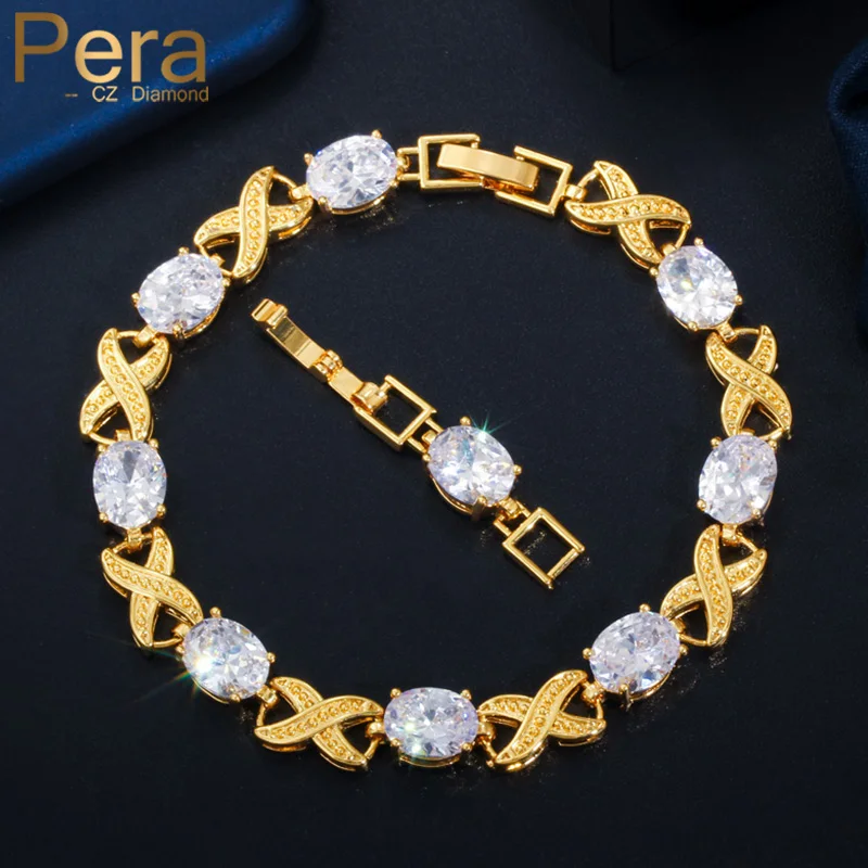 Pera высокое качество роскошный крест Круглый Фианит желтое золото звено цепи