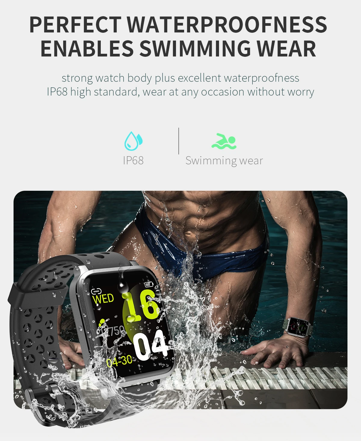 

Abay X3 Full Touch Screen Smart Watch Men IP68 Waterproof 30 Days Standby Heart Rate Monitor Sport Smartwatch For