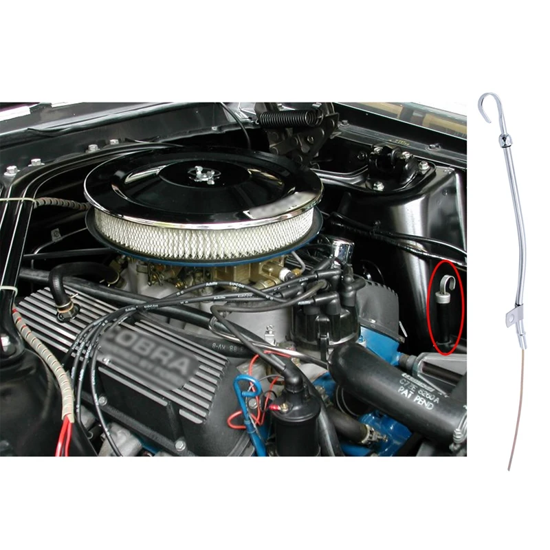 Engine Oil Dipstick Tube Dip Stick for 1965-1987 SB Ford 260 289 302 347 351W Chrome Steel | Vintage Car &amp Truck Parts