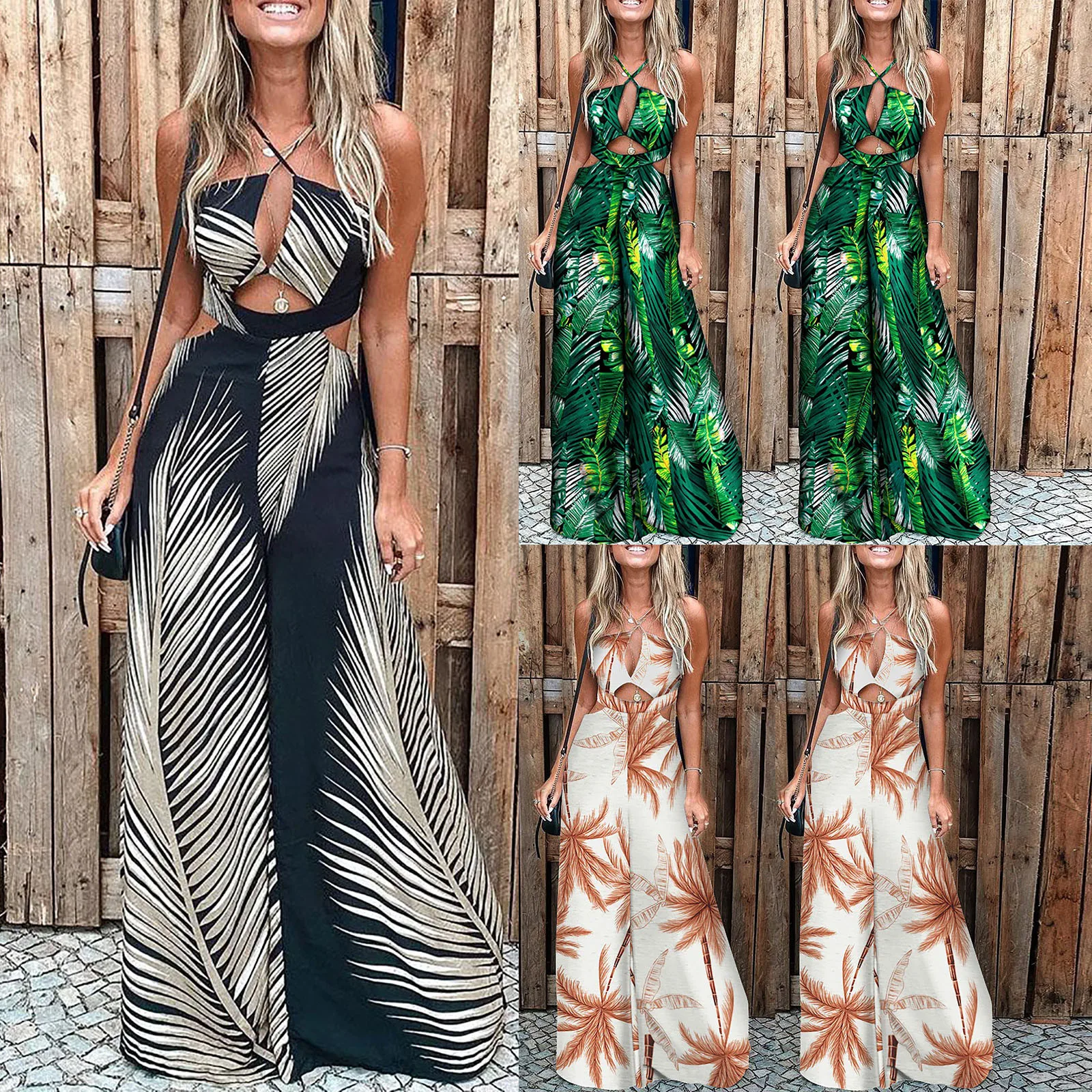 Элегантный женский комбинезон Модные свободные брюки с широкими штанинами