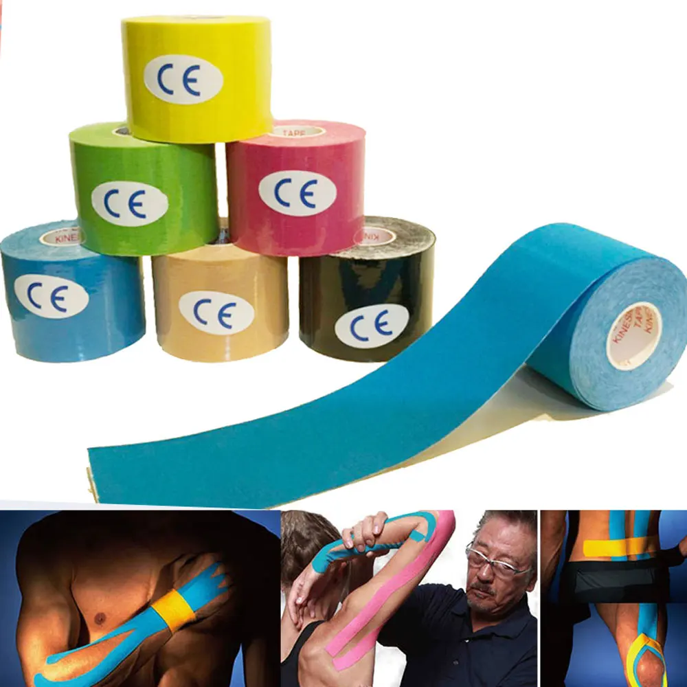 

5 pieces 5mx5cm Kinesiology Tape Sports Safety Tape Bandage Strain Injury Support Waterproof Elastic Physio Sport Tape patch