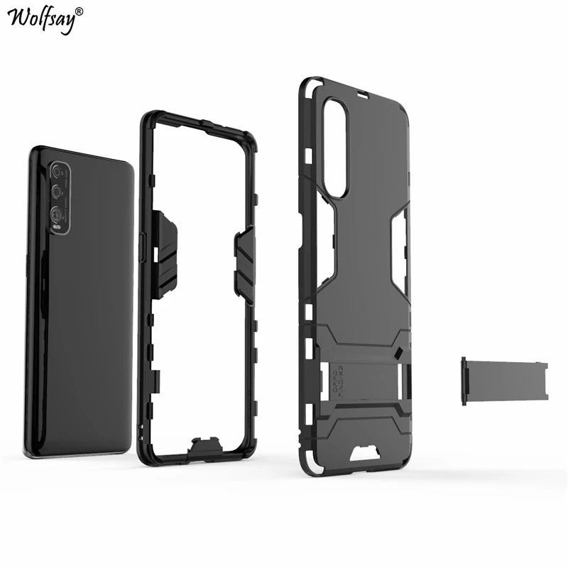 wolfsay case for oppo find x2 cover slim pc soft rubber armor case for oppo find x2 x 2 x2pro case phone holder stand fundas free global shipping