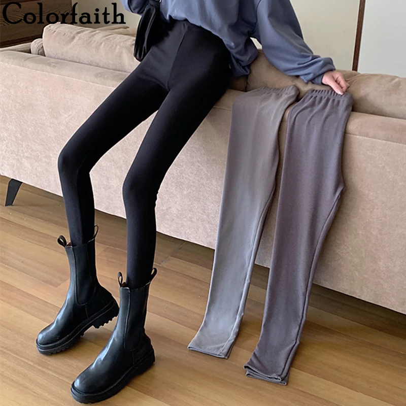 Colorfaith New 2022 Elasticity Push Up High Waist Thrilling Fitness Lady Slim Wild Spring Autumn Woman Leggings Jeggings Le3883