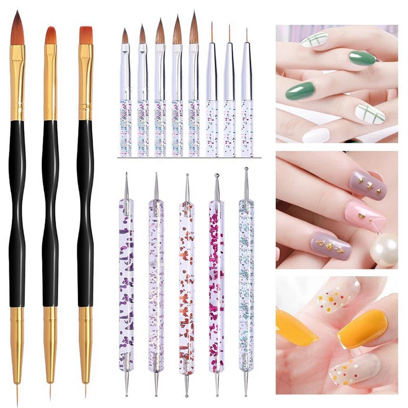 Двухсторонняя нейл арта точечной фиксацией кисть для рисования Ручка Маникюрный