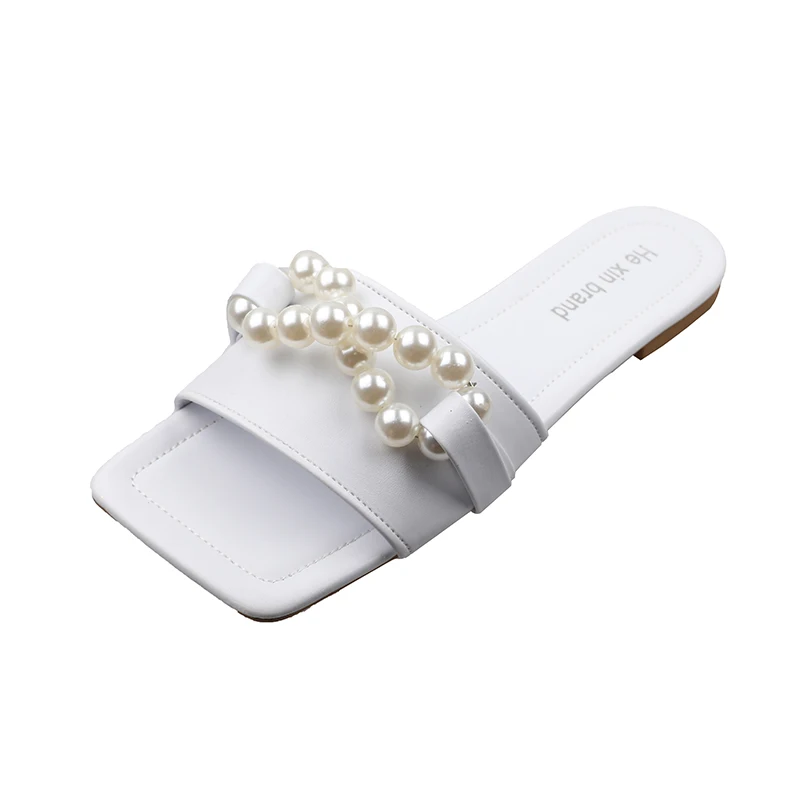 

Women Summer Shoes Slipper Casual Flat Pearl String Butterfly-Knot Outdoor Female Slides Comfortable Brand Elegant Shoe