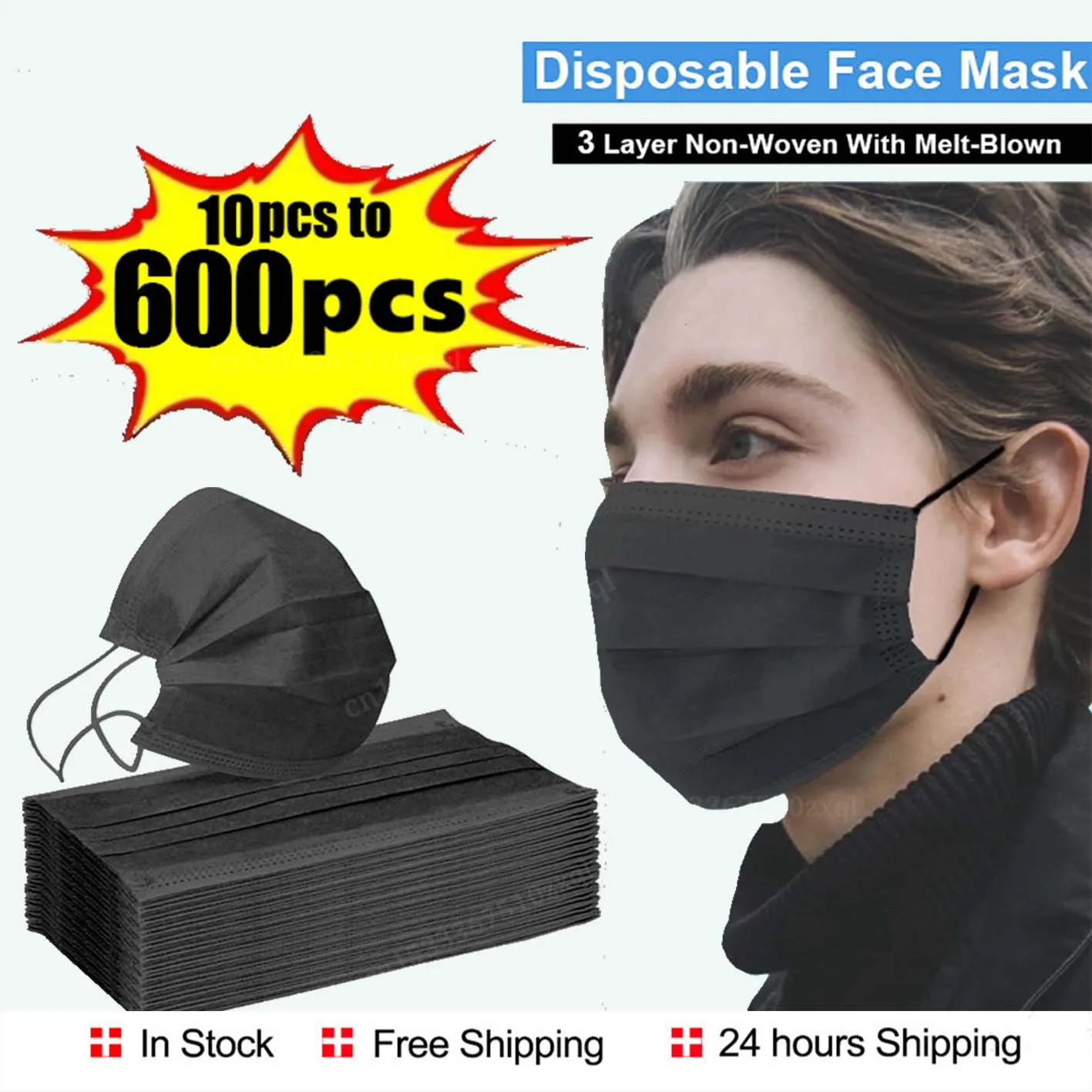 Маски Одноразовые 3-слойные защитные из нетканого материала 10-600 шт. |