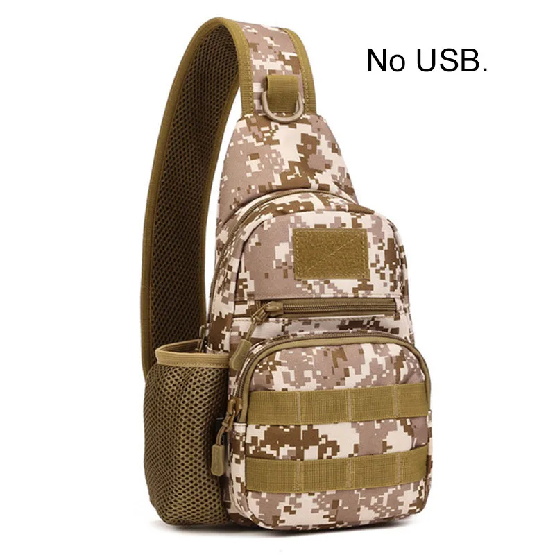 Desert No USB Тактическая Сумка для мужчин, военный корпус облегченной модульной системы переноски снаряжения, открытый водонепроницаемый слинг рюкзак, Охота Спорт альпинизма сумки с USB - Цвет: Desert No USB