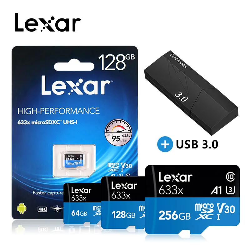Lexar 128 Гб Micro SD 16 ГБ 32 ГБ карта памяти TF флэш-карта высокая скорость до 95 м/с 64 Гб класс 10 633x cartao de memoria