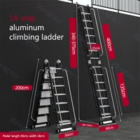 Attic Telescopic Stairs Aluminum Alloy Thick Handrail Straight Ladder  Multi-function Climbing Ladder Household Folding Ladder