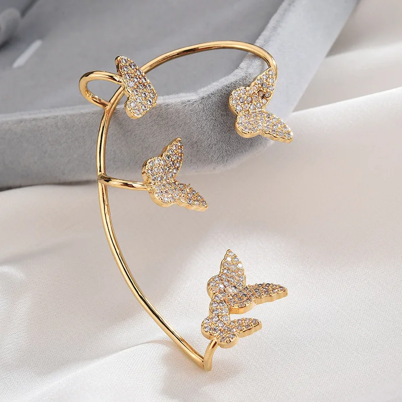 

SIPENGJEL Fashion Cubic Zircon butterfly Ear Cuff Earrings gold color Simple Earrings For Women Fashion Jewelry Gift