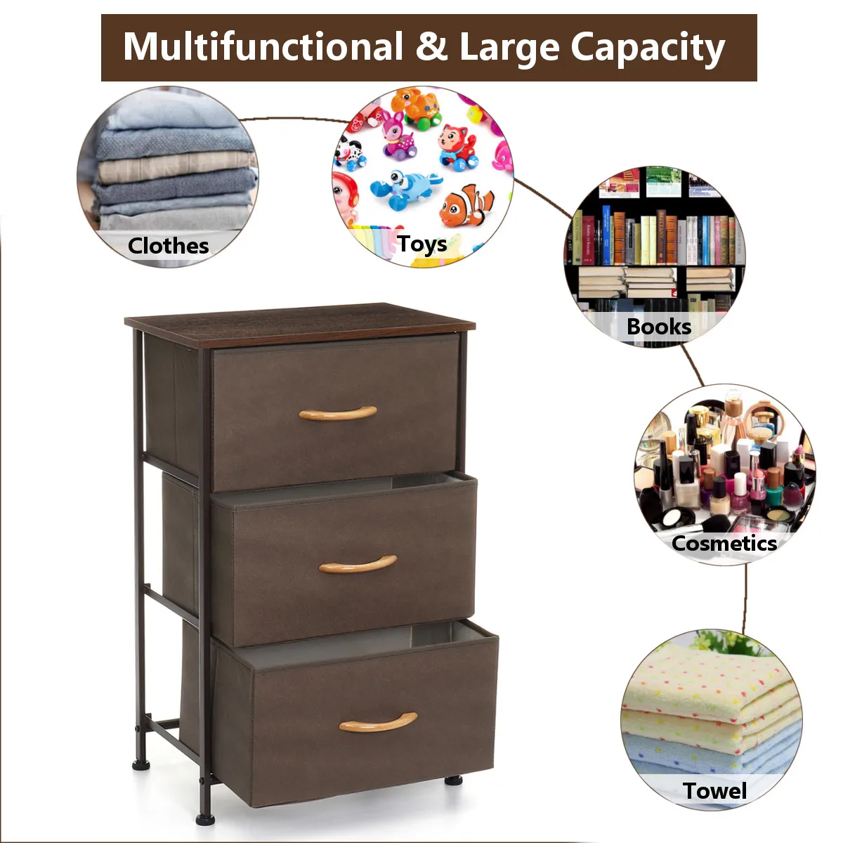 

3/4/5/7 Drawer Simple Modern Fabric Nightstand Multi-layer Storage Chest Sundries Cabinet for Home Bedroom Living Room Furniture