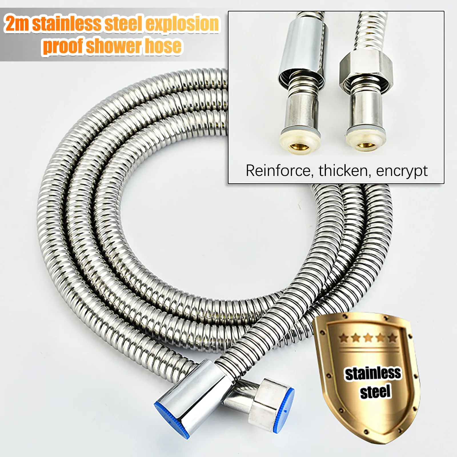 

2M Shower Hose Pipes Fittings Bathroom Accessories Shower holder Water Pipe For Bath Stainless Steel Shower head Plumbing Hoses