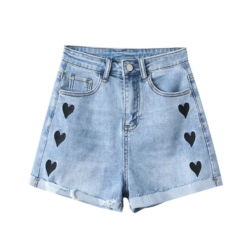 

Clothing 2021 Summer New Small High Waist Slim Hot Pants Korean Loose Love Denim Shorts