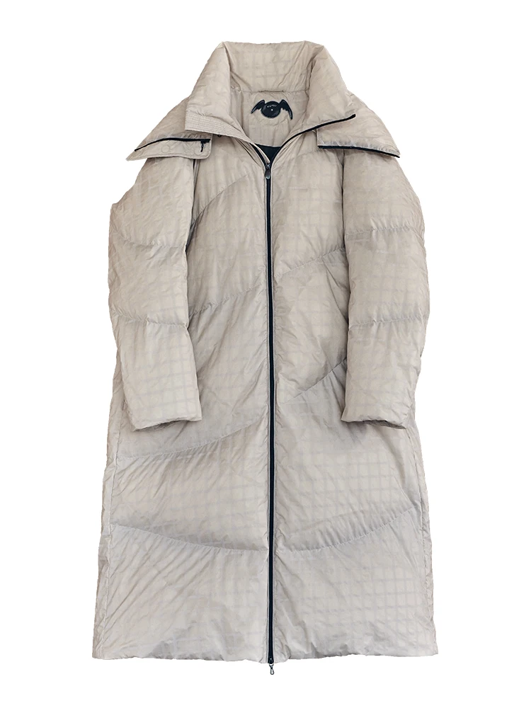 

IRINARZ015 Fall Winter 2020 Collection Original Design Plaid Long Hooded Thick Warm Women Duck Down Jacket Coat